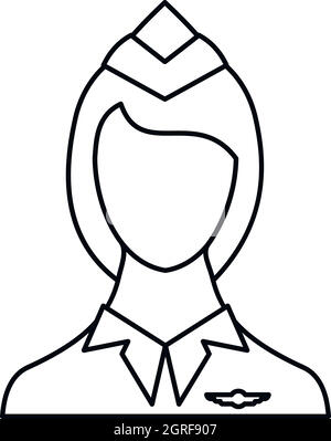 Icona di Stewardess, stile di contorno Illustrazione Vettoriale