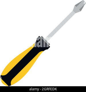 Icona raffigurante un cacciavite in stile piatto Illustrazione Vettoriale