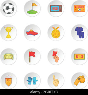Soccer set di icone, stile cartoon Illustrazione Vettoriale