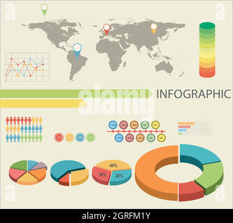 Infografiche con grafici a torta Illustrazione Vettoriale