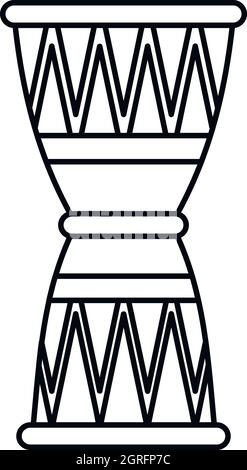 Tamburo etnico, l'icona di stile di contorno Illustrazione Vettoriale