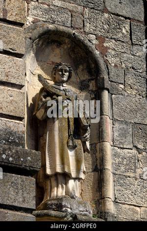 Francia, Haute Saone, Amance, chiesa di Saint Laurent del 18 ° secolo, statua di san Foto Stock