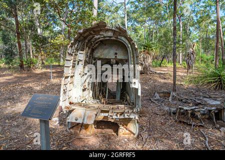 Relitto di Beaufort Bomber che crash sbarcò vicino Higgins Field, nel 1945. Bamaga, Queensland, Australia Foto Stock