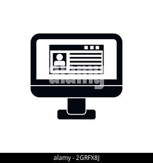 Informazioni sul profilo di icona di monitor, stile semplice Illustrazione Vettoriale