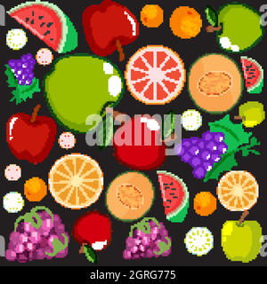 Sfondo senza cuciture con frutta diversa Illustrazione Vettoriale