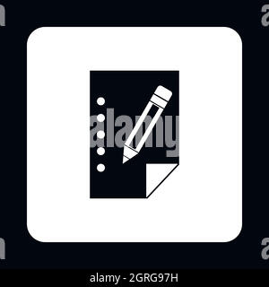 Foglio di carta e matita, icona di stile semplice Illustrazione Vettoriale