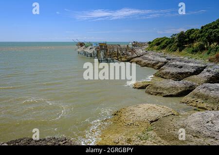 Francia, Charente-Maritime, isola di Oleron, Saint-Palais-sur-Mer, pesca girondais shack Foto Stock