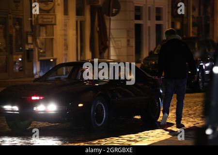 David Hasselhoff am set zu Dreharbeiten für die Serie 'Ze Network' auf dem Postplatz. Görlitz, 30.09.2021 Foto Stock