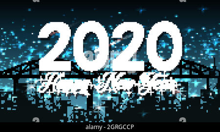 Felice anno nuovo background design per il 2020 Illustrazione Vettoriale