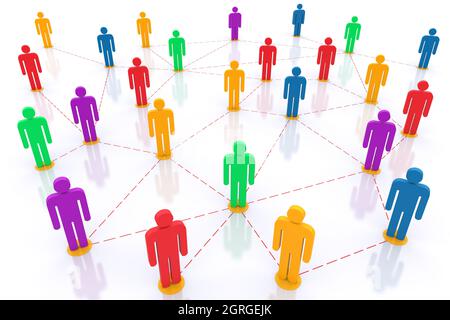 Social network. illustrazione con rendering 3d Foto Stock