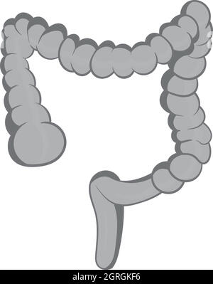 Icona di intestino, nero stile monocromatico Illustrazione Vettoriale