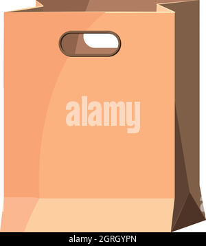 Carta marrone borsa icona, stile cartoon Illustrazione Vettoriale