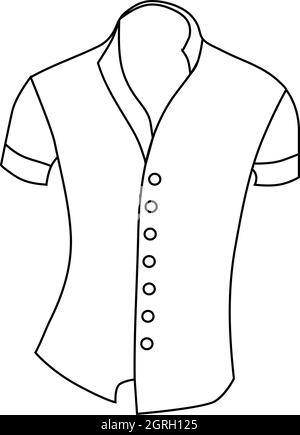 Donna blusa, manica corta, l'icona di stile di contorno Illustrazione Vettoriale