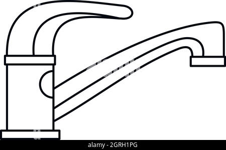 Rubinetto di acqua icona in stile contorno Illustrazione Vettoriale