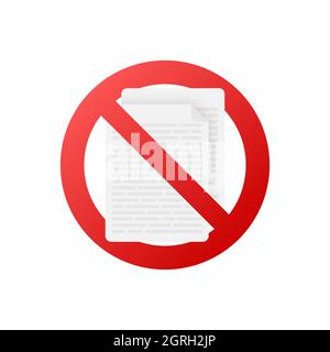 Nessun documento in stile piatto su sfondo rosso. Disegno vettoriale. Icona Business. Design piatto. Illustrazione Vettoriale