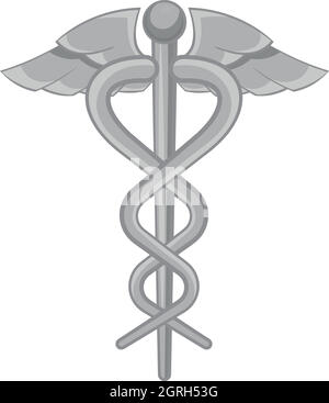 Emblema di medici snake icona, nero stile monocromatico Illustrazione Vettoriale