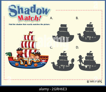 Modello di gioco con shadow matching navi Illustrazione Vettoriale