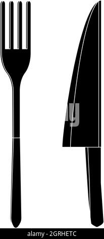Coltello e forchetta, icona di stile semplice Illustrazione Vettoriale