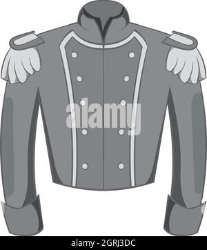 Giacca militare di protezioni icona di stile in bianco e nero Illustrazione Vettoriale