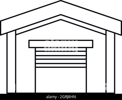 Garage auto icona di stile di contorno Illustrazione Vettoriale