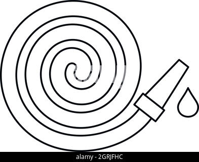 Tubo flessibile da giardino, l'icona di stile di contorno Illustrazione Vettoriale