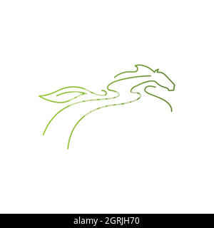 Astratto linea cavallo illustrazione logo. Linee arte disegno cavallo moderno logo vettore simbolo icona illustrazione disegno Illustrazione Vettoriale