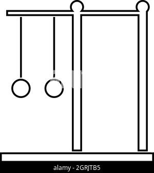 La barra orizzontale con anelli, l'icona di stile di contorno Illustrazione Vettoriale