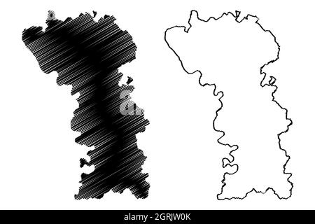 Gautam Buddh Nagar distretto (Utttar Pradesh Stato, Repubblica dell'India) mappa vettore illustrazione, scrimble schizzo Gautam Buddh Nagar mappa Illustrazione Vettoriale