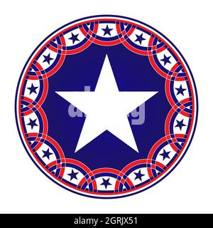 Logo simbolo della bandiera americana USA con icona a forma di stelle isolata. Illustrazione Vettoriale