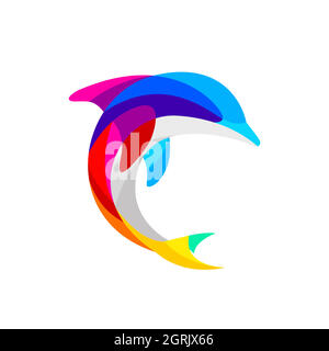 logo dolphin jump Illustrazione Vettoriale
