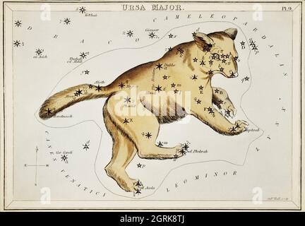 Sidney Hall (1788-1831) – grafico astronomico dell'Ursa maggiore. Foto Stock