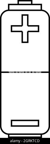 Icona della batteria, stile contorno Illustrazione Vettoriale
