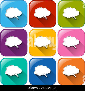 Icone con modelli cloud vuoti Illustrazione Vettoriale