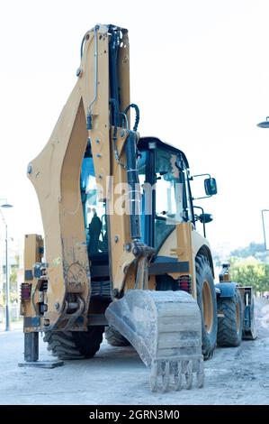 Attrezzatura da costruzione, gru, costruzione, idraulica, tubo, per impieghi gravosi. Foto Stock