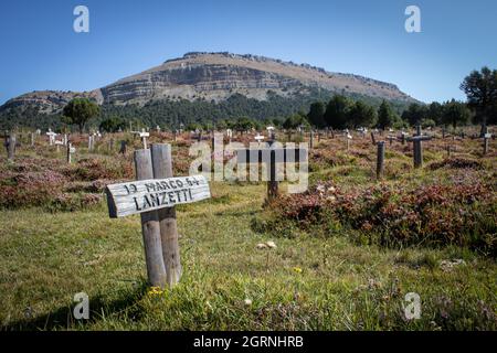 Il Cimitero di Sad Hill è un'opera di architettura cinematografica costruita nella provincia di Burgos (Spagna). Foto Stock