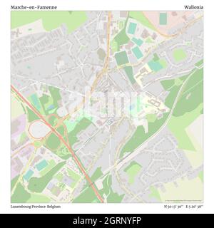 Marche-en-Famenne, Provincia di Lussemburgo, Belgio, Vallonia, N 50 13' 36'', e 5 20' 38''', mappa, Mappa senza tempo pubblicata nel 2021. Viaggiatori, esploratori e avventurieri come Florence Nightingale, David Livingstone, Ernest Shackleton, Lewis and Clark e Sherlock Holmes si sono affidati alle mappe per pianificare i viaggi verso gli angoli più remoti del mondo, Timeless Maps sta mappando la maggior parte delle località del mondo, mostrando il successo di grandi sogni Foto Stock