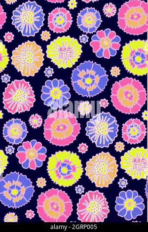 Motivo di sfondo floreale senza cuciture. Illustrazione vettoriale etnica. Fantasy fiori disegnati a mano. Stile orientale Illustrazione Vettoriale