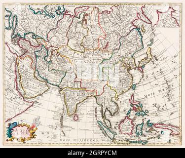 Mappa dell'Asia. Identico alle mappe di Guillaume D'Isle (ca.1723). Foto Stock