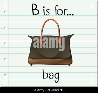La lettera B della flashcard è per il sacchetto Illustrazione Vettoriale