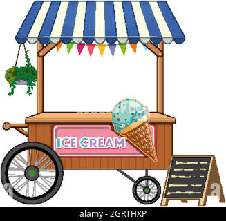 Gelateria negozio di cartoni animati stile isolato Illustrazione Vettoriale