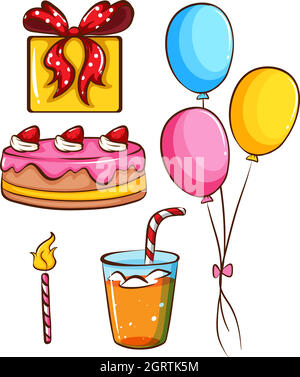 Un semplice disegno colorato di una festa di compleanno Illustrazione Vettoriale