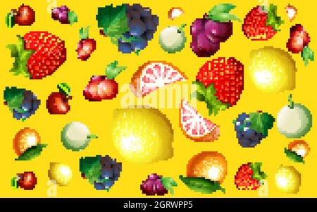 Fondo senza cuciture con frutta fresca Illustrazione Vettoriale