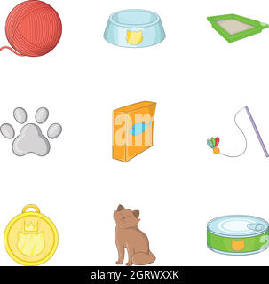 Pet Shop set di icone, stile cartoon Illustrazione Vettoriale