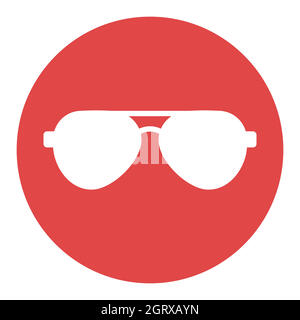 Occhiali da sole flat vettore bianco glyph icona design. Insegna estiva Illustrazione Vettoriale