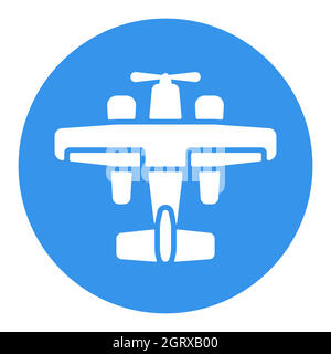 Piccolo idrovolante anfibio, piano flat vettore bianco glifo icona Illustrazione Vettoriale