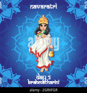 Navarati festival poster design con dea Illustrazione Vettoriale