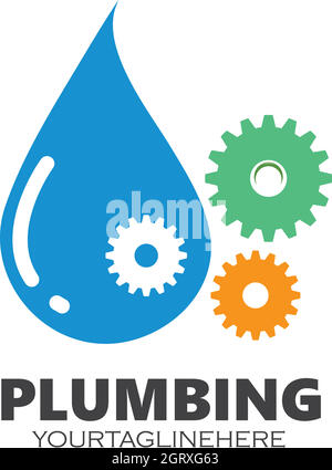 icona del logo dell'illustrazione del vettore idraulico Illustrazione Vettoriale