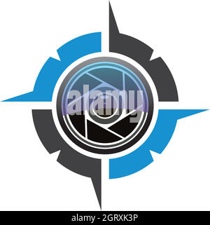 estrazione a tempata del vettore del logo della bussola Illustrazione Vettoriale