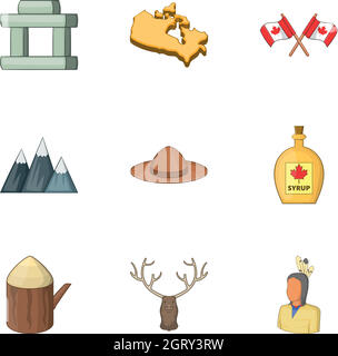 Canada set di icone, stile cartoon Illustrazione Vettoriale