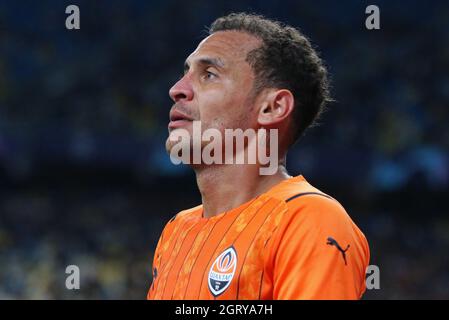 KIEV, UCRAINA - 28 SETTEMBRE 2021: Gioco UEFA Champions League Shakhtar Donetsk / Internazionale. Alan Patrick di Shakhtar. Stadio NSC Olimpiyskyi a Kiev Foto Stock